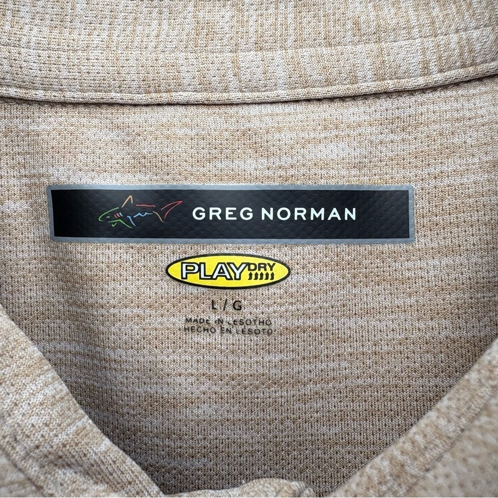 Greg Norman Collection Tan Polo Golf Shirt Textured Knit - Picture 4 of 6
